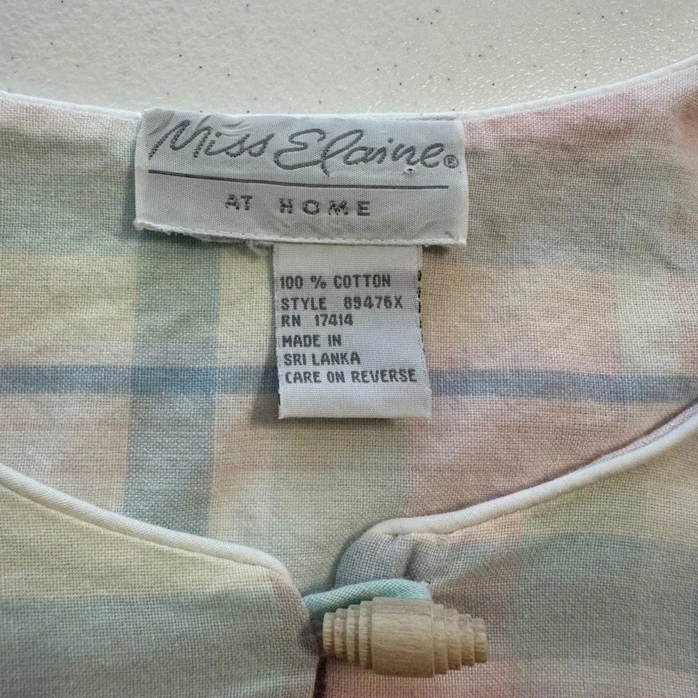 Miss Elaine At Home Pastel Plaid Cotton House Dress Lounger READ